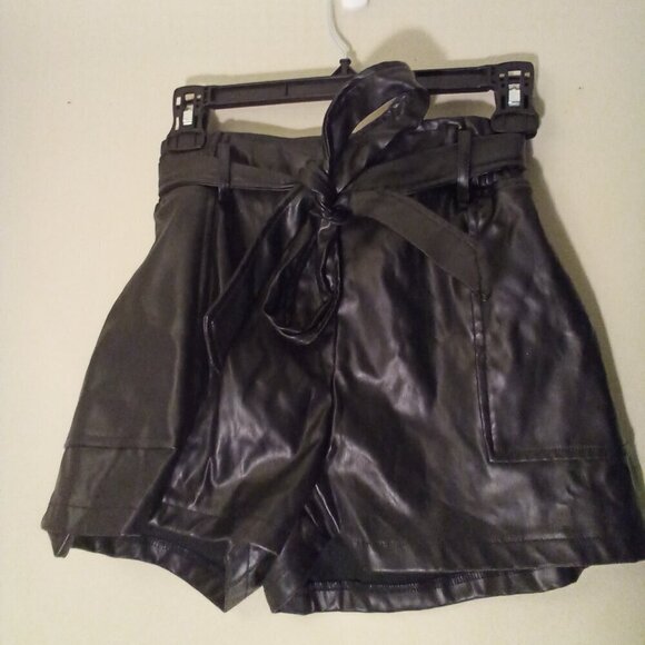 Windsor Pants - Windsor Shorts Women S Faux Leather Belt Pockets Elastic Black